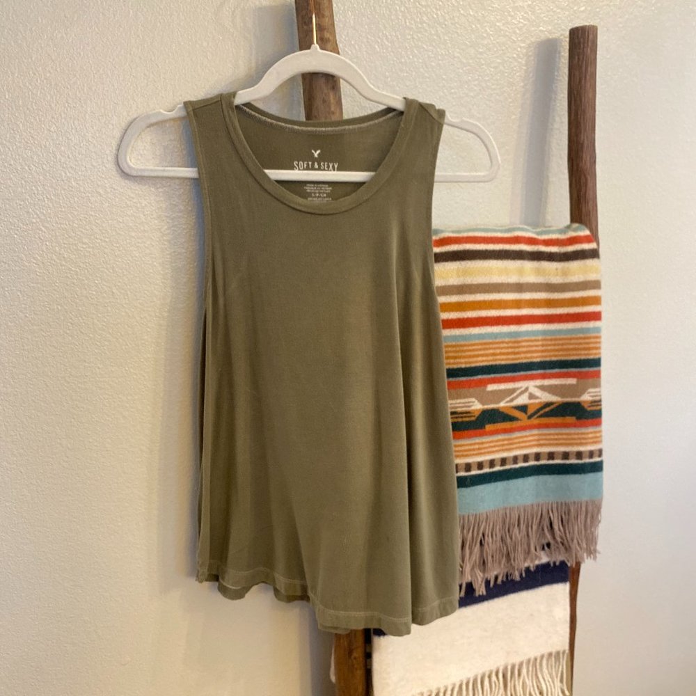 American Eagle Outfitters Tank-Top - Size Small - Color Olive Green